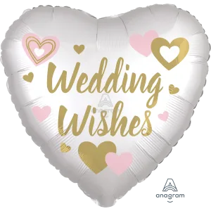 18" WEDDING WISHES WHITE SATIN