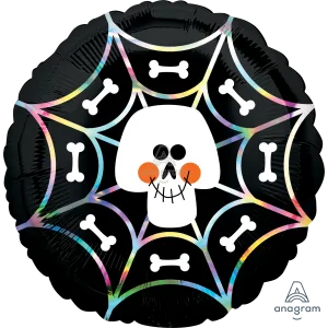18" IRIDESCENT SKULL WEB HOLOGRAPHIC