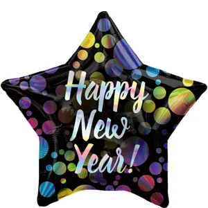 19" IRIDESCENT NEW YEAR BUBBLES HOLOGRAPHIC STAR