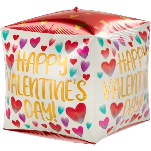 15" PAINTED HEARTS HAPPY VALENTINE'S DAY CUBEZ