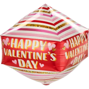 17" STRIPES & GLITTER HAPPY VALENTINE'S DAY ANGLEZ