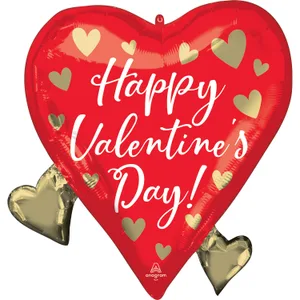 FLOATING GOLD HEARTS HAPPY VALENTINE'S DAY SUPER SHAPE