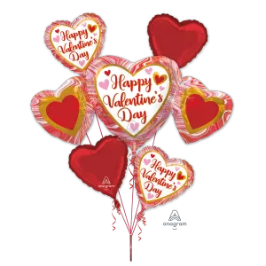 MARBLE HEART TRIO HAPPY VALENTINE'S DAY BOUQUET OF BALLOONS