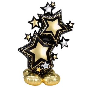 STAR CLUSTER BLACK & GOLD AIRLOONZ LARGE
