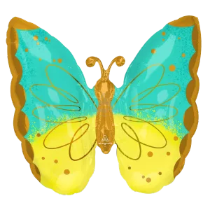 25" MINT & YELLOW BUTTERFLY SUPER SHAPE