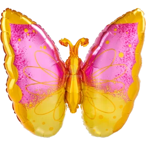 25" PINK & YELLOW BUTTERFLY SUPER SHAPE
