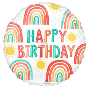 18" RETRO RAINBOW BIRTHDAY HX