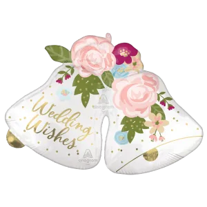 SATIN WEDDING WISHES BELLS SUPER SHAPE