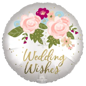 18" SATIN INFUSED WEDDING WISHES FLORAL SATIN