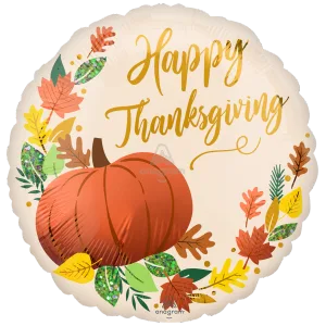18" SATIN HAPPY THANKSGIVING FALL PUMPKIN