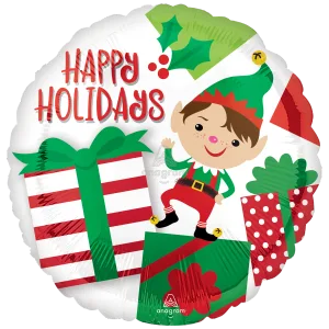 18" HAPPY HOLIDAYS ADORABLE ELF HX