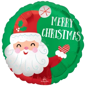 18" SMILEY SATIN SANTA CHRISTMAS