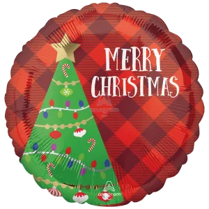 18" FESTIVE CHRISTMAS TREE PLAID HX
