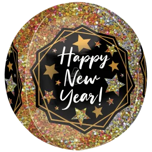 15" HAPPY NEW YEAR GOLD SPARKLE ORBZ