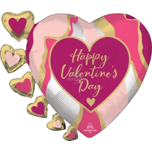 HAPPY VALENTINE'S DAY SATIN ABSTRACT MARBLE SUPER SHAPE