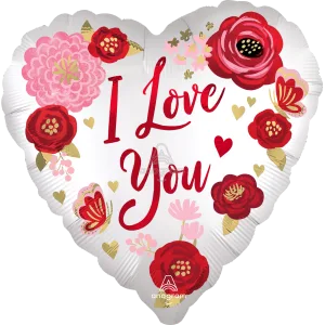 18" SATIN LOVE YOU FLOWERS 