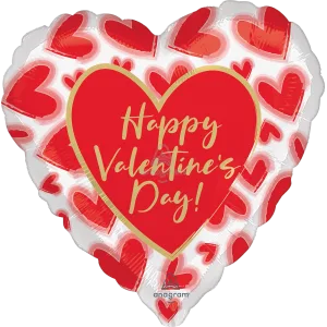 18" HAPPY VALENTINE'S DAY BLUSH LINED HEARTS HX