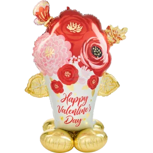HAPPY VALENTINE'S DAY SATIN PAINTED FLOWERS AIRLOONZ LARGE
