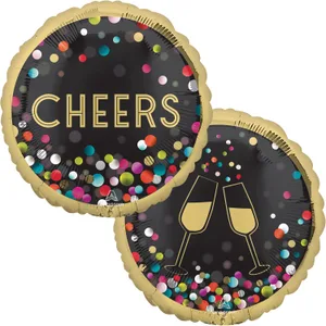18" CHEERS COLORFUL CONFETTI HX
