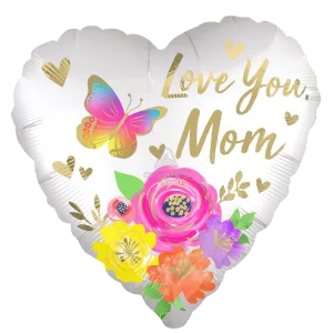 18" LOVE YOU MOM SATIN FLORAL