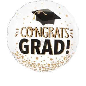 28" CONGRATS GRAD GOLD GLITTER JUMBO HX