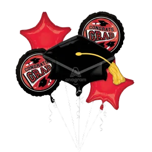 RED SCHOOL COLORS BE TRUE TO YOUR SCHOOL BOUQUET OF BALLOONS