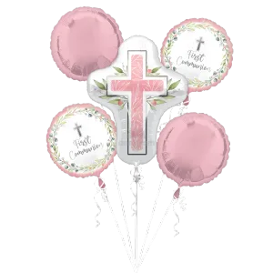 MY FIRST COMMUNION PINK BOUQUET OF BALLOONS