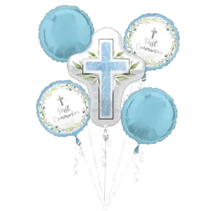 MY FIRST COMMUNION BLUE BOUQUET OF BALLOONS
