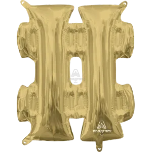 16" SYMBOL # HASH TAG WHITE GOLD 