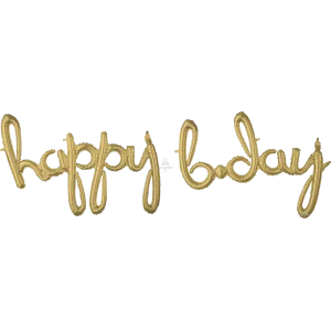 HAPPY BDAY WHITE GOLD SCRIPT PHRASE  