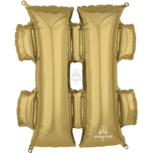 34" SYMBOL # HASH TAG SIGN WHITE GOLD 