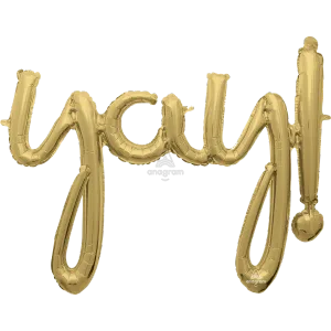 SCRIPT PHRASE "YAY!" WHITE GOLD PHRASE