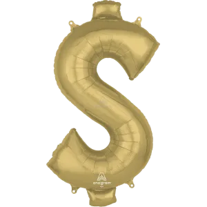 34" SYMBOL $ DOLLAR SIGN WHITE GOLD 