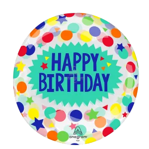 18" HAPPY BIRTHDAY DOTS & STARS CLEARZ