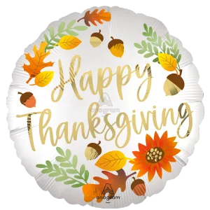 18" HAPPY THANKSGIVING SATIN