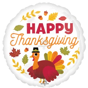 18" HAPPY THANKSGIVING PILGRIM TURKEY HX