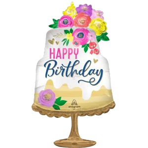 SATIN ARTFUL FLORAL BIRTHDAY SUPER SHAPE