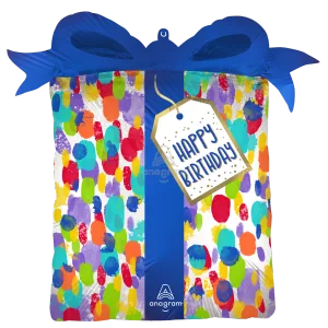 SATIN PAINTERLY DOTS BIRTHDAY SUPER SHAPE