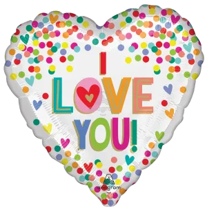 18" I LOVE YOU RAINBOW DOTS HX