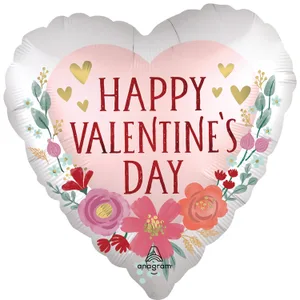 HAPPY VALENTINE'S DAY SATIN ROMANTIC FLOWERS JUMBO HX