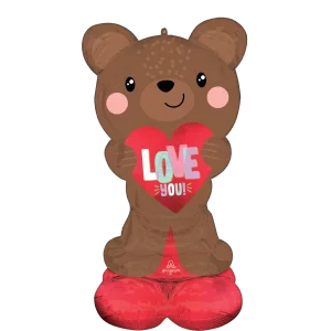 SATIN BROWN LOVE BEAR AIRLOONZ LARGE