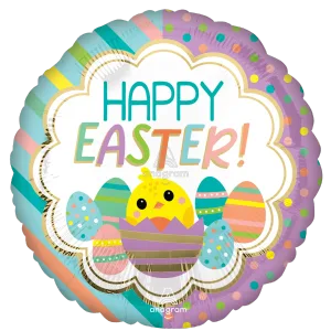 18" HAPPY EASTER STRIPES & DOTS HX