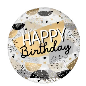 18" HAPPY BIRTHDAY BLACK & GOLD CLEARZ