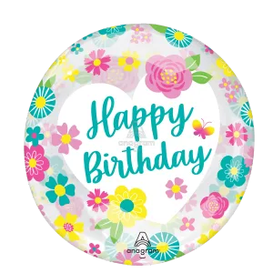 18" HAPPY BIRTHDAY FLOWERS CLEARZ