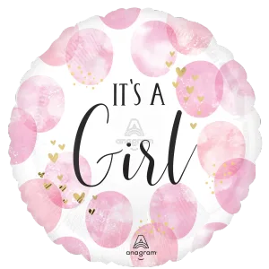 18" BABY GIRL PINK WATERCOLOR HX