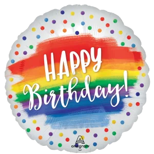 18" HAPPY BIRTHDAY DOTS SATIN