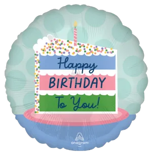 18" HAPPY BIRTHDAY CAKE SATIN