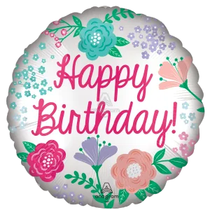 18" HAPPY BIRTHDAY GARDEN SATIN