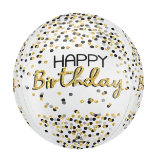 15" BLACK SILVER GOLD BIRTHDAY ORBZ
