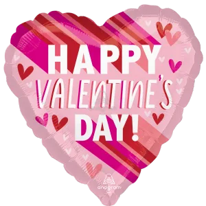 18" HAPPY VALENTINE'S DAY STRIPES ON STRIPES HX